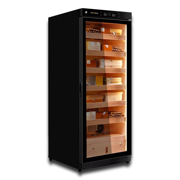Raching C330A Climate Control Black Wood 1,300-Cigar Electric Humidor - Canada Cedar Shelving