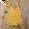 thumbnail image 3 of ITFABS Baby Girls Summer Sleeveless Romper Lace-up Button Down Ruffled Jumpsuit, 3 of 8
