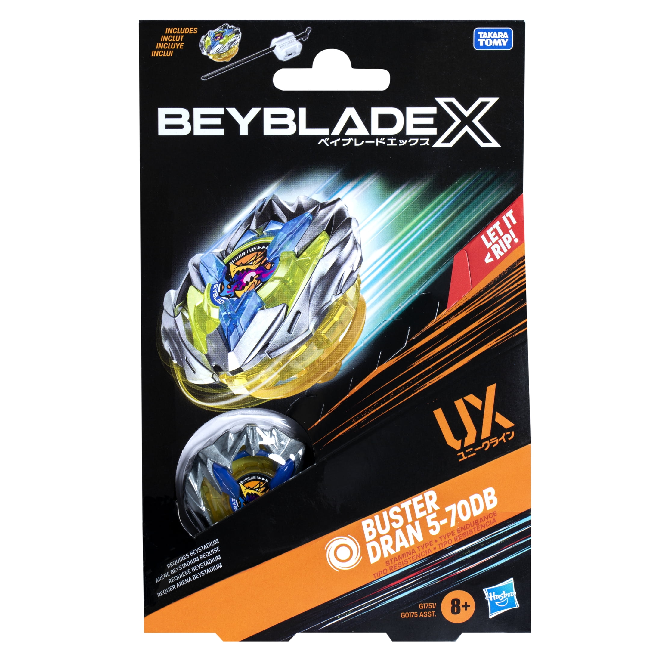 Beyblade X Buster Dran 5-70DB UX Starter Pack Set with Stamina Type Top & Launcher, Ages 8+