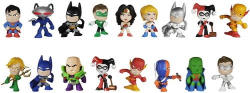 NEW Unopened Lot of 4 Pkgs DC Comics Super Heroes Mini Figure Mystery Funko Zags 