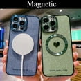 thumbnail image 4 of for iPhone 13 Pro Max Case Magnetic Glitter [ Compatible with MagSafe ], Bling Love Heart Clear Phone Case, Camera Protection Sparkly Plating Slim Soft Back Cover for Women Girls - Blue, 4 of 10