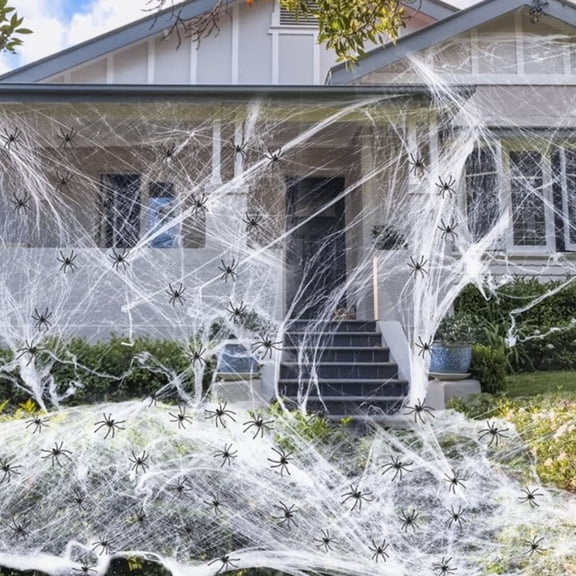 Halloween Spider Webs with 60 Fake Spiders,Super Stretch Cobwebs Covers 1200 sqft for Indoor & Outdoor Halloween Party Decorations
