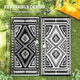 thumbnail image 6 of Outsunny Outdoor Patio Rug, Large Camping Carpet with Carrying Bag, 9' x 18' Waterproof Plastic Straw, Reversible, Black & White Square Patchwork, 6 of 9