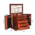 thumbnail image 6 of Ktaxon 4-Drawer  Mirrored Lockable Jewelry Box Case for Earring Necklace Organizer, Brown, 6 of 10