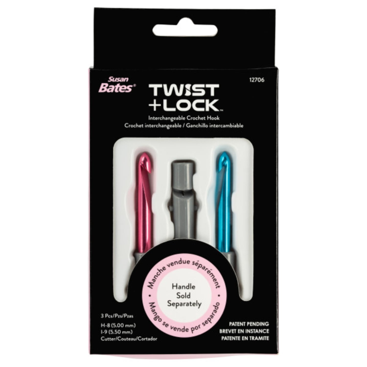 Susan Bates Twist + Lock Intchg Crochet Hook Component SetSizes H8/5mm and I9/5.5mm