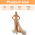 thumbnail image 4 of Sequin Wedding Dresses Long Ball Gown for Women Sparkly Tulle Prom Dress Slit Spaghetti Strap Formal Evening Dress-Gold, 4 of 5