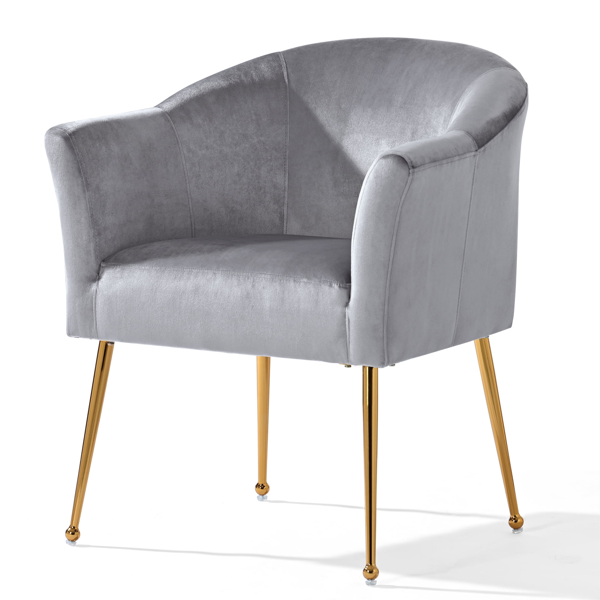 YYAo Velvet Accent Chair, Upholstered Comfy Armchair with Metal Legs for Bedroom, Living Room, Gray YYAo Velvet Accent Chair, Upholstered Comfy Armchair with Metal Legs for Bedroom, Living Room, Gray