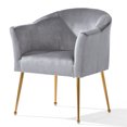 thumbnail image 3 of YYAo Velvet Accent Chair, Upholstered Comfy Armchair with Metal Legs for Bedroom, Living Room, Gray, 3 of 16