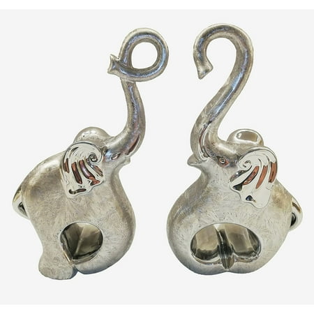 Handmade Sculpture - D'Lusso Designs Handmade Decorative Ceramic Elephant Sculpture Set - Silver