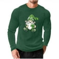 thumbnail image 3 of VBTAPA Chandails Gaufrés Thermiques pour Hommes, Col Rond à Manches Longues pour la Saint-Patrick, T-Shirts à Enfiler à Col Rond, Hauts en Tricot Texturé Doux, Vert Armée, TG, 3 of 6