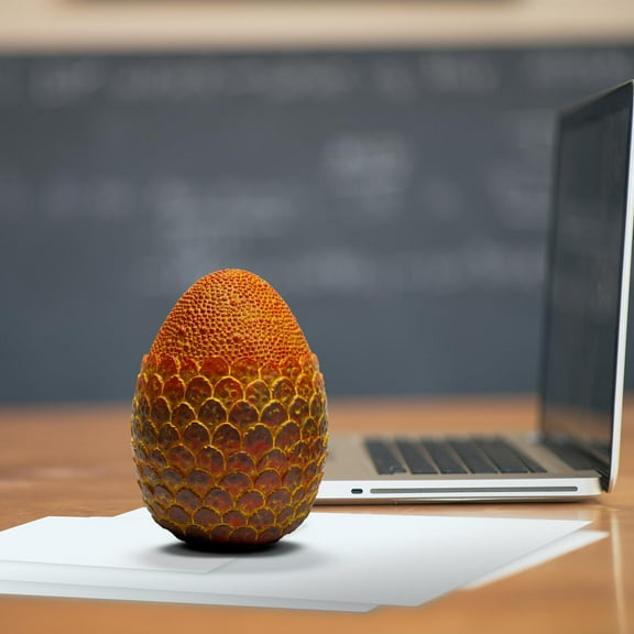 Dragon Egg Paperweight Replica | Solid Resin 4.5-Inch | Fleece Pouch | Red