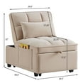 thumbnail image 5 of 4 in1 Multi-Function Single Sofa Bed,Tufted Pull out Sofa Bed with Adjustable Backrest and Pillows,Convertible Sofa Bed Couch with Storage Pockets,Taupe, 5 of 7