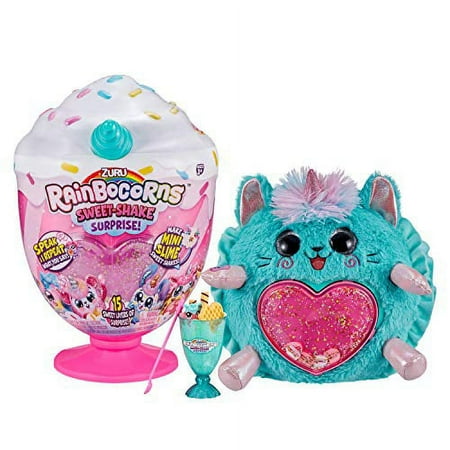 Rainbocorns Sweet Shake Surprise - 13" Kitty Cuddle Plush Scented Stuffed Animal - 15+ Layers of Surprises, DIY Slime Mix, Talkback Feature and More, Ages 3+