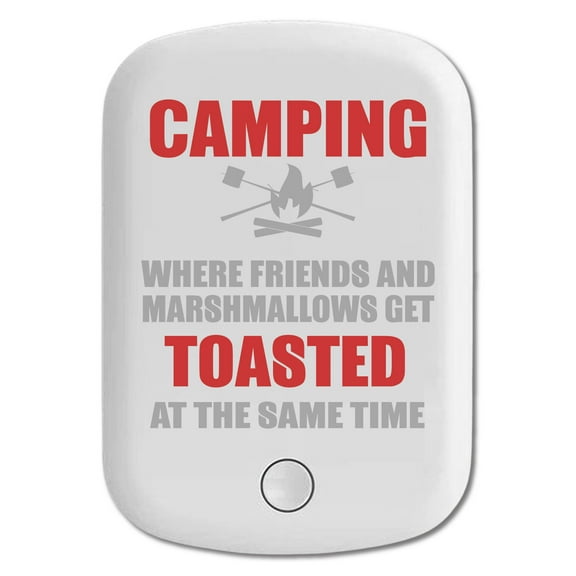 DistinctInk Magnetic Battery Pack, 5000 mAh Wireless Portable Charger with USB-C Cable, Compatible with MagSafe iPhone 14 / 13 / 12 Series - Camping - Friends & Marshmallows Get Toasted