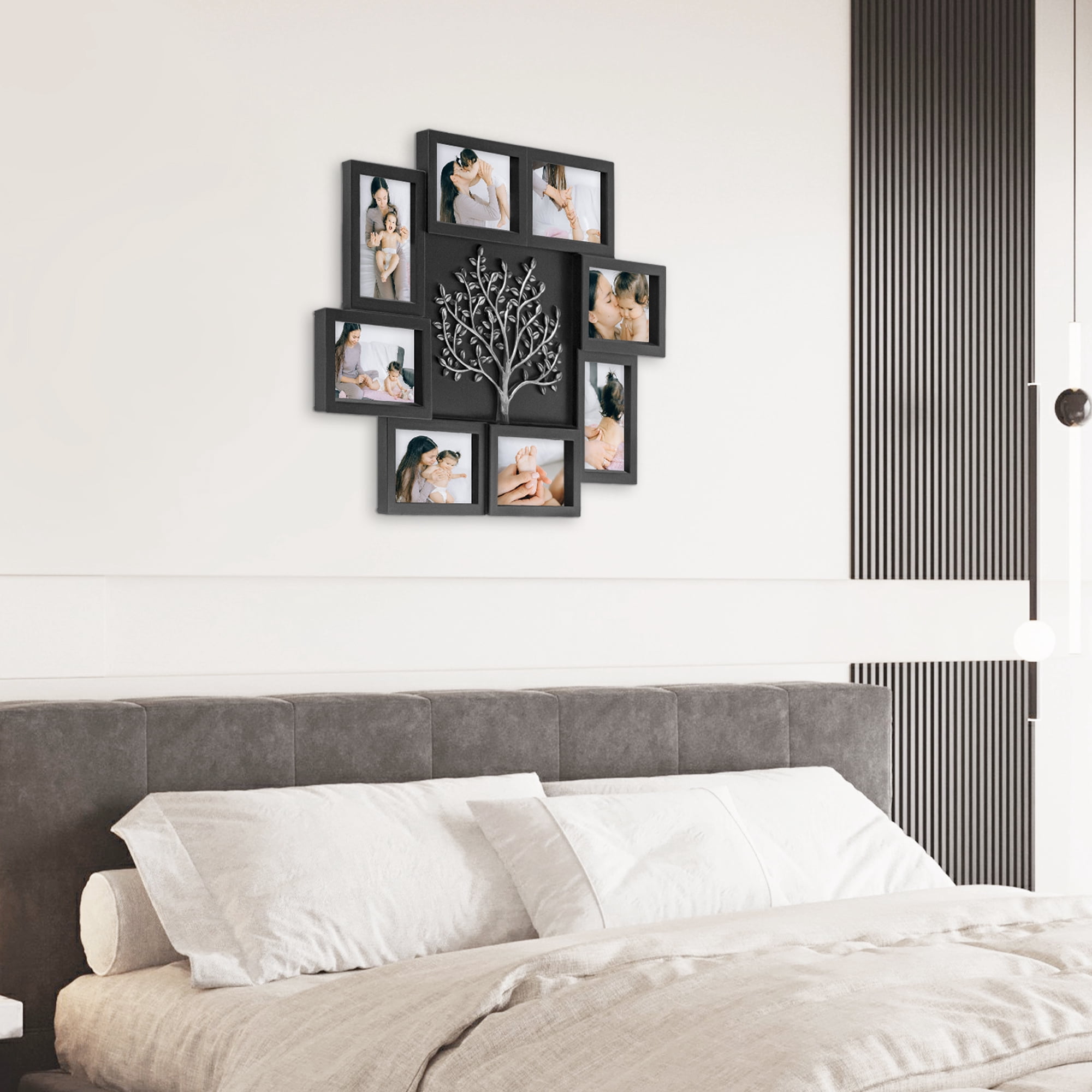 8-Opening Black Collage Photo Frame - Versatile Wall Display for Home, Family, and Friends (4x6)