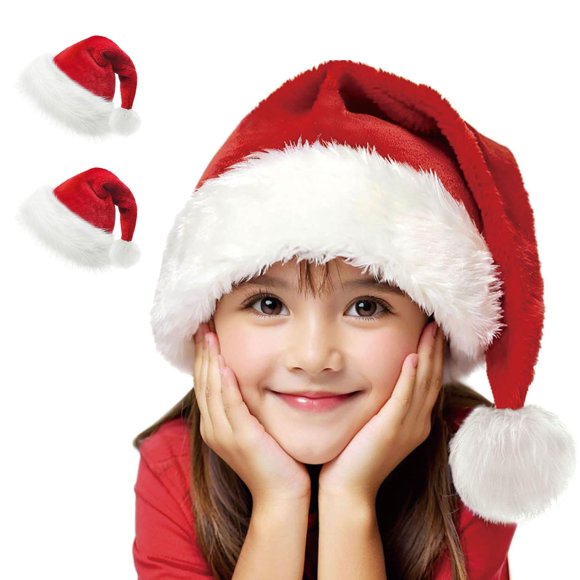Haomaomao Gorro De Papá Noel Para Niños Gorros De Navidad Rojo Doble Espesor Terciopelo Cálido Comodidad Vacaciones Unisex Gorro De Navidad Para Año Nuevo Fiesta Festiva