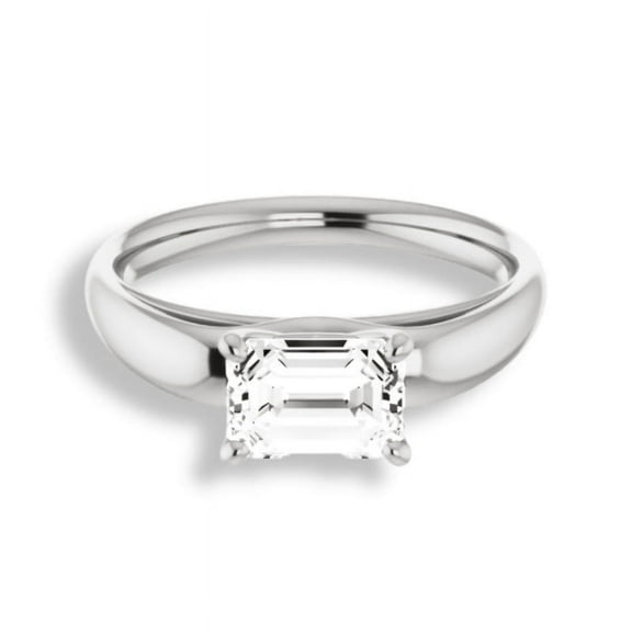 Dash Jewel Silver 14K White Gold Plated Ring - 1 Ct VVS1/D Baguette Cut Diamond Solitaire Ring - Solitaire Engagement Wedding Women's Ring for Women's - Wedding Proposal Rings for Herfriend