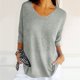 thumbnail image 1 of MKLEKYY Playeras Mujer Casual Suéteres De Punto Holgados De Primavera Para Mujer, Informales, De Manga 3/4, Color Liso, Con Cuello En V, Para Otoño, 497 Talla XL, 1 of 3