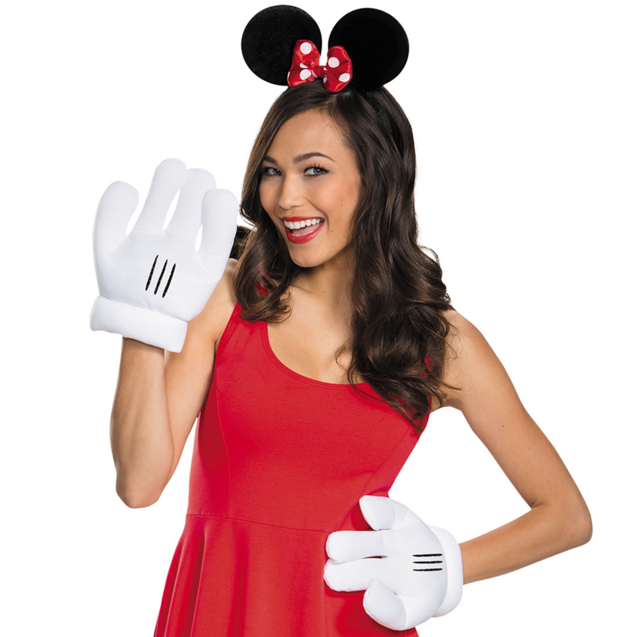 Minnie Mouse Bow Ears Headband & White Gloves Fancy Dress World Book Day Costume 