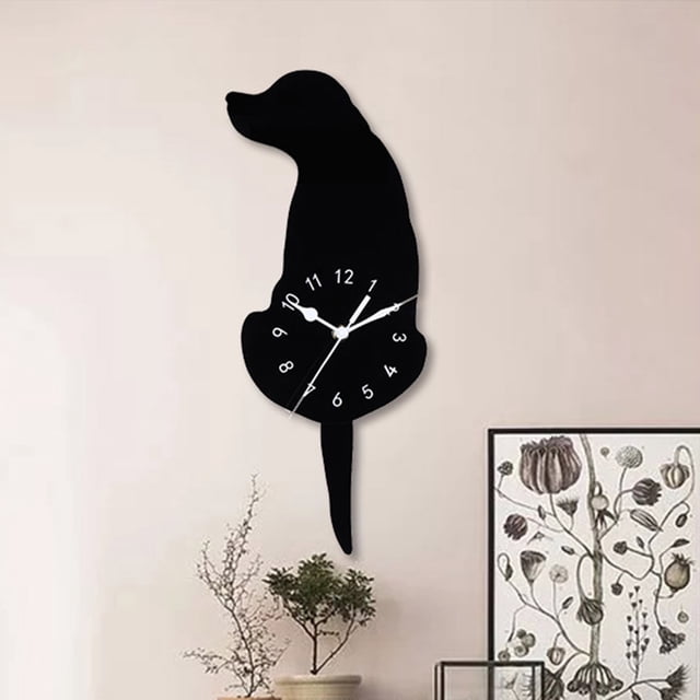 Reloj de pared Macarena Silence 3D Wagging Dog Tail decoración de oficina y cafetería