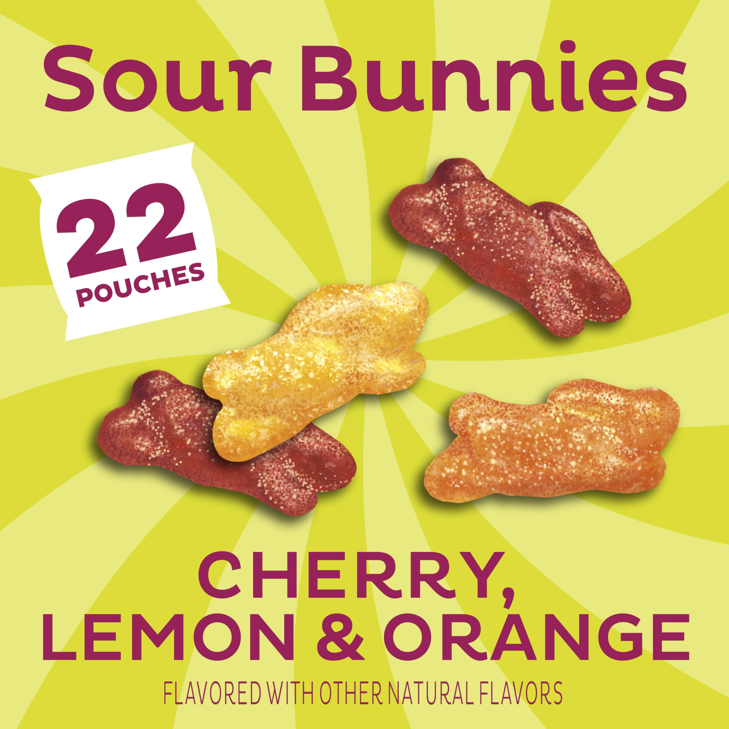 Annie's Sour Bunnies Fruit Flavored Snacks, Cherry, Lemon & Orange Flavors, Made With Organic Fruit Juice, Value Pack, 15.4 oz