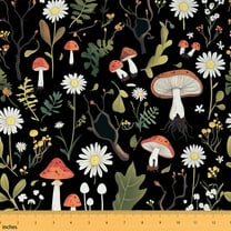 Castle Fairy Super Cartoon Mushroom Fabric by the Yard 10 Yards,Chic Flower Room Decor Fabric by the Yard,Botanical Plants Fabric for Sewing,Cozy Room Decor