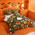 thumbnail image 2 of Homewish Autumn Cottage Halloween Ghost 7-Piece Twin Bedding,Sunflower Mixed Floral Pattern Bedding Comforter Set,Forest Green Orange,Halloween Reversible, 2 of 8