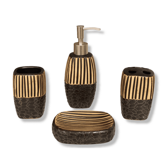4-PC Bathroom Accessory Sets - Tumbler, Toothbrush Holder, Soap Dispenser, Dish!