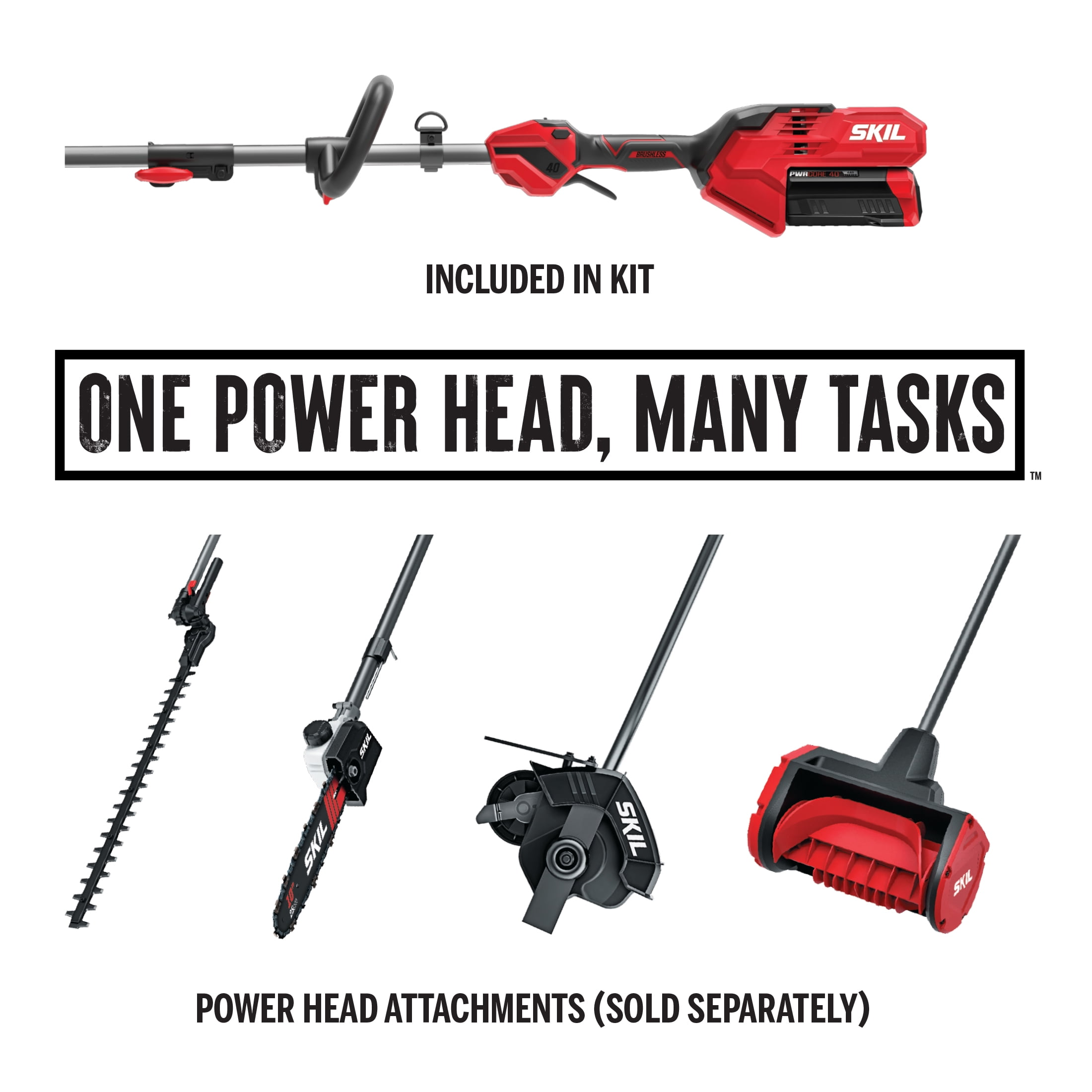 SKIL PWR CORE 40V Brushless 16-Inch Multi-Head String Trimmer Kit with 4.0Ah Battery and 60W Charger, PLT1500C-13