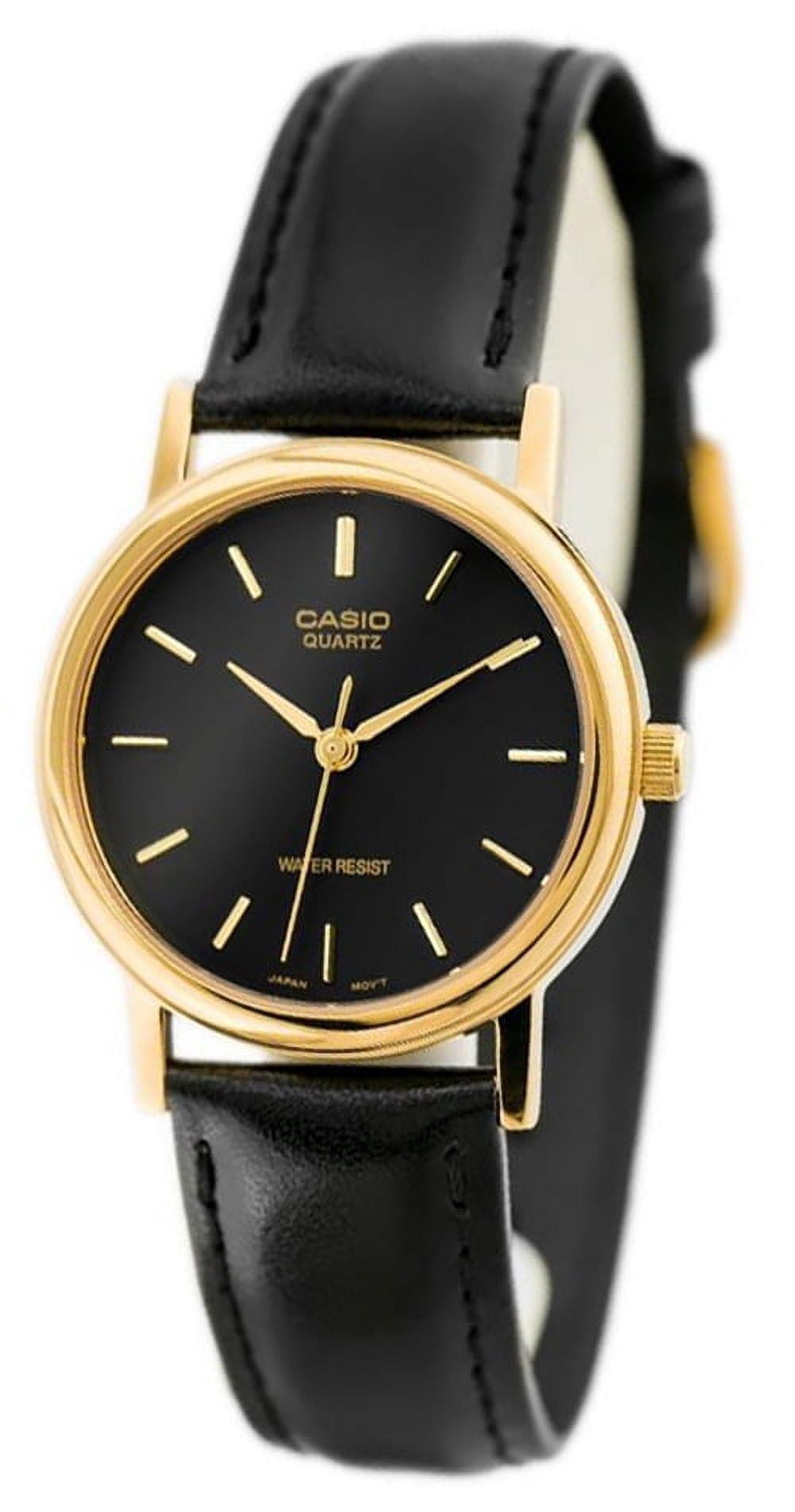 Casio Men's Quartz Gold Tone Stainless Steel/Black Leather Watch MTP1095Q-1A