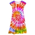 thumbnail image 4 of Wuxain Child Girls Summer Dresses Tie Dye Double Layer Flutter Sleeve Flowy A Line Dress For 4Th July Dresses Summer Skirt, Red, 10-11 Years, 4 of 5