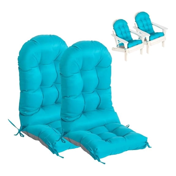 Adirondack Chair Cushions Set of 2, Thick High Back Rocking Chair Cushion 47x19.6x4 Inch, Folding Patio Pads with Ties, Waterproof & Fade-Resistant Seat Pads Indoor/Outdoor (Blue, 2)