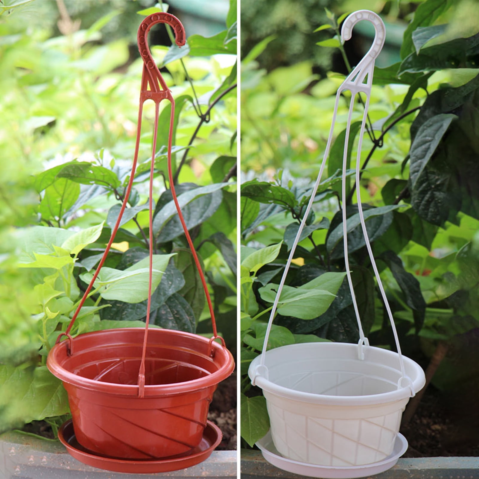 for outdoor or indoor decoration-2 pieces Hanging plastic flowerpot basket plant hanging basket with chain hook