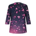 thumbnail image 5 of JTZGDY 3/4 Length Sleeve Womens Tops Round Neck Casual Boho Floral Printed Summer Tunic Tops Basic Tees Blouses Dressy T-Shirts Pleated Shirts Pink#04 L, 5 of 6