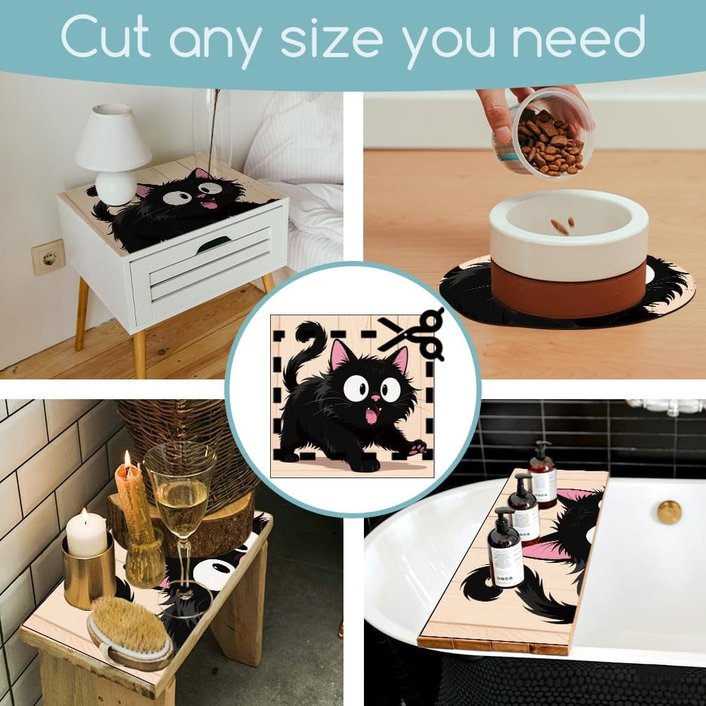 Funny Black Cat Laundry Washer Dryer Dust Cover Mat 23.6x23.6inch