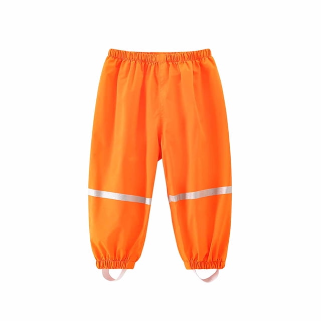 Rain Pants for Kids, Waterproof Polyester with Reflective Cuffs, Elastic Waistband, Adjustable Straps, Four-Season Use, Thin Lightweight Design