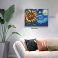 thumbnail image 2 of Gukieu Sunflower Starry Night Vibes Print Horizontal Canvas Decorative Painting 12x16 Inch Shrinkage Resistant Frame Hanging Home Wall Art Decor, 2 of 6
