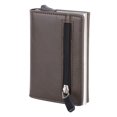 thumbnail image 1 of Cartera automática de aleación de aluminio con bloqueo RFID, estuche impermeable para tarjetas de crédito, bolsillo (café), 1 of 12