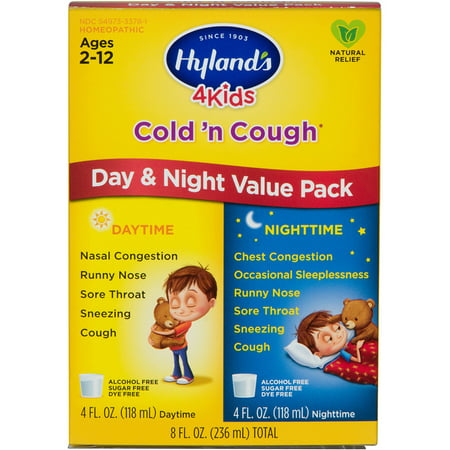 Hyland's 4 Kids Cold 'n Cough Day and Night Value Pack, Natural Relief of Common Cold Symptoms, 8 (Best Over The Counter Cough Medicine)