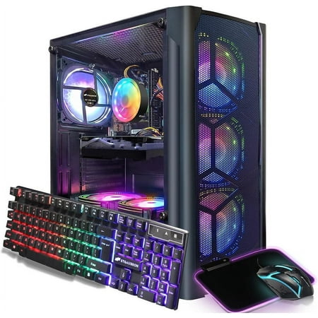 STGAubron Gaming Desktop PC, Intel Core i5 3.2G up to 3.6G, 16G RAM, 512G SSD, Radeon RX 5700 8G GDDR6, 600M WiFi, BT 5.0, RGB Fan x 6, RGB Keyboard & Mouse & Mouse Pad, W10H64