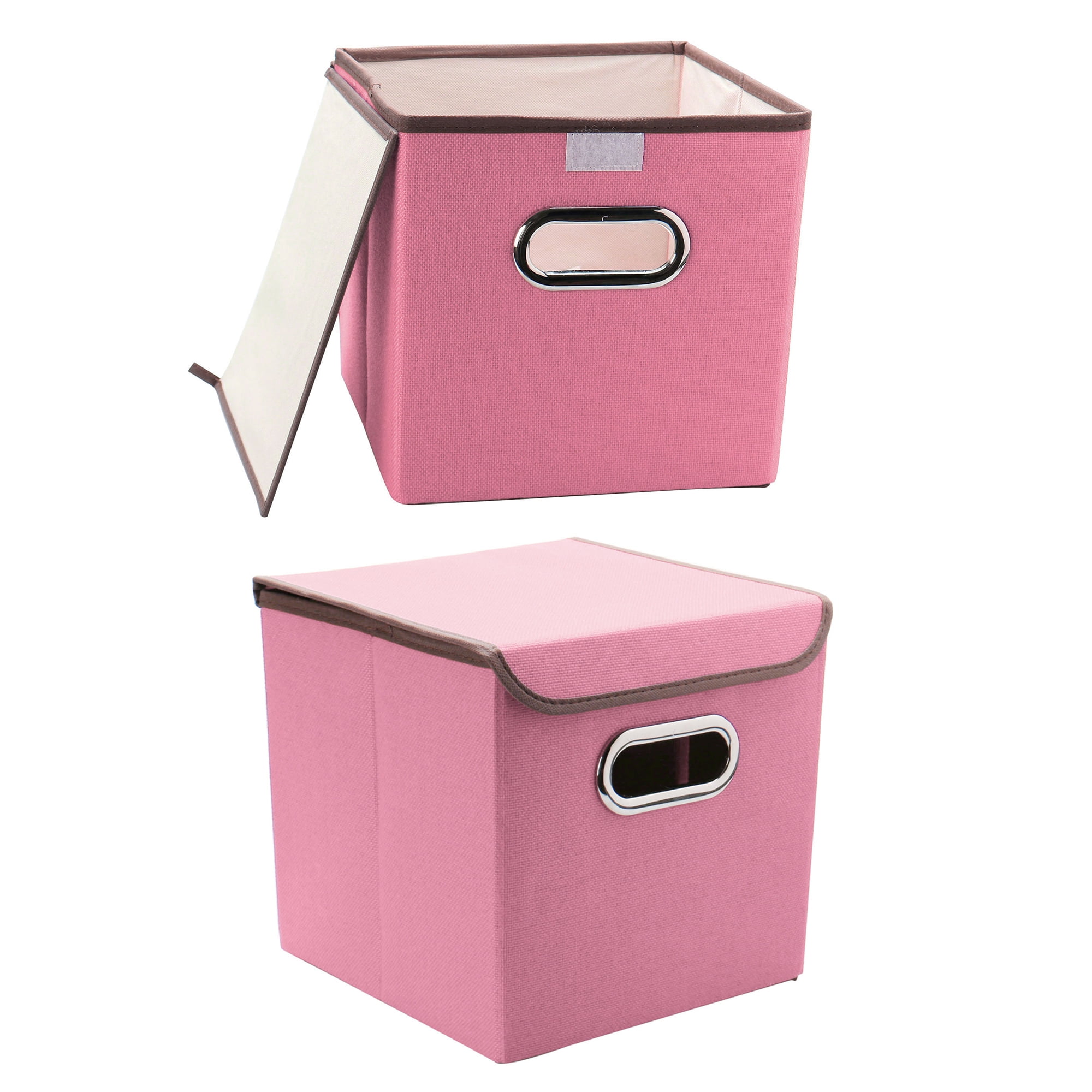 Fabric Storage Cubes Bins Laundry Baskets Toy Boxes Organizers Pink 2