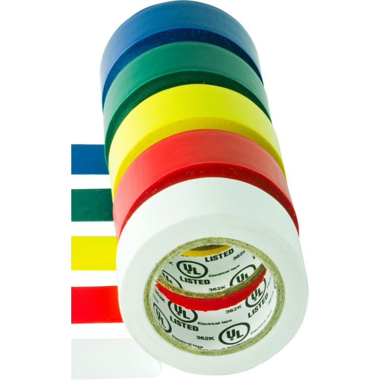 Assorted Pack of, 3/4 Multi-Use Labeling Tape | Yellow, Orange, Red, Green, Dark Blue | Repositionable, No Residue | 3/4 x 500 Rolls on 1