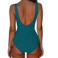 thumbnail image 3 of Pounoo Womens High Neck One Piece Swimsuits Slim Fit Shirred Waist Tummy Control Beach Swimwear Bathing Suits Gift, 3 of 8