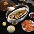 thumbnail image 1 of Stainless Steel Steamed Fish Pot, Multi Use Large Space Non Stick Transparent Fish Steam Pot Dishwasher Safe with Rack Lid for Seafood, 1 of 8