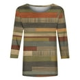 thumbnail image 5 of VOONCAS Womens Tops 3/4 Sleeve Casual Fall Winter Crew Neck Print Khaki Going Out Tops for Women Size M, 5 of 5