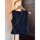 thumbnail image 2 of Blusa Sin Mangas Con Lunares Blancos Y Botones De Perla En Azul Marino, 2 of 30