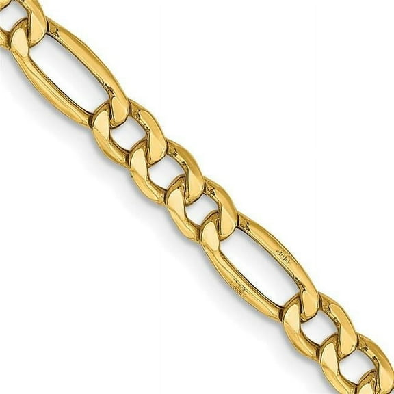 Primal Gold 10 Karat Yellow Gold 4.4mm Semi-Solid Figaro Chain
