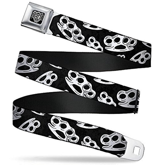 BD Wings Logo Brushed CLOSE-UP Black Silver Seatbelt Belt - Brass Knuckles Seatbelt Belt Standard