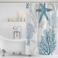 thumbnail image 3 of Xipuska Starfish Coral Shower Curtain - Water Repellent Fabric Shower Curtains Washable, Coastal Ocean Seagrass Nautical Nature Decorative Polyester Cloth Bathroom Curtains Modern Bath Decor 72"x78", 3 of 6