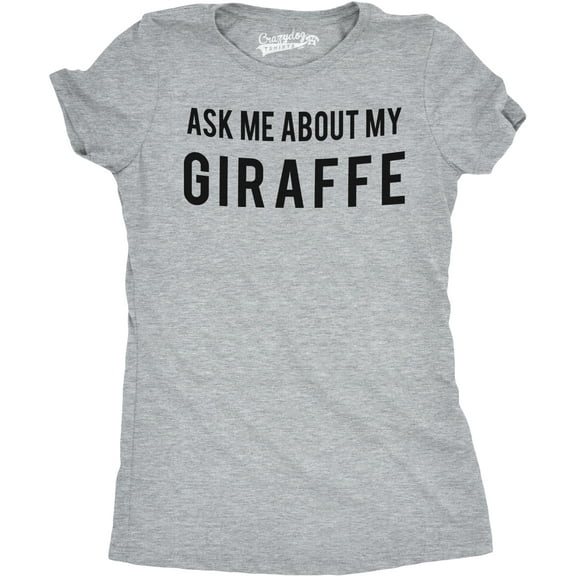 Women's Ask Me About My Giraffe T Shirt Funny Costume Flip Up Shirt Womens Graphic Tees